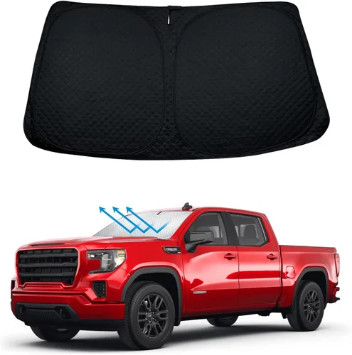 BESTVIEW Protector Solar Para Parabrisas Compatible con GMC Sierra 1500 2500 3500 2019 2020 2021 2022 2023, Visor Solar Reflectivo Plegable,