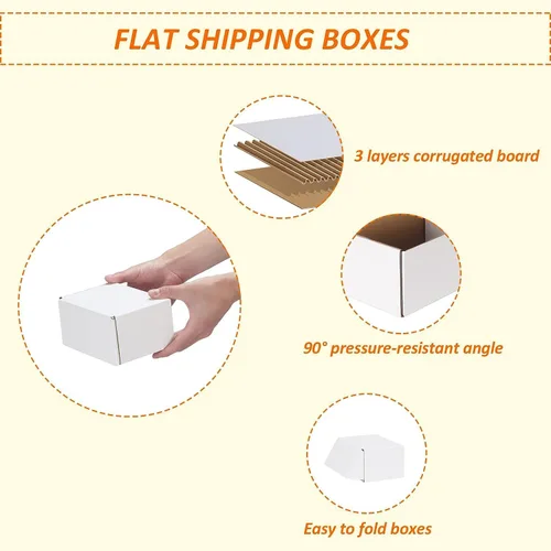 Miniatura 3 de HORLIMER Juego de 50 cajas de envío de 6 x 4 x 3 pulgadas, caja de cartón corrugado blanco para publicidad