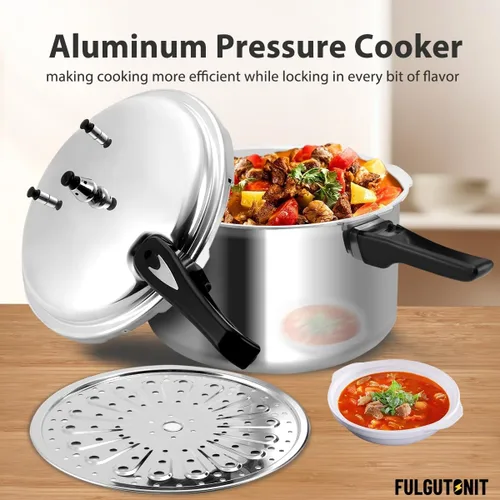 Miniatura 2 de Fulgutonit Olla a presión de 12 cuartos de galón, olla a presión de aluminio con estante de conservas y tapa de fácil bloqueo para enlatado