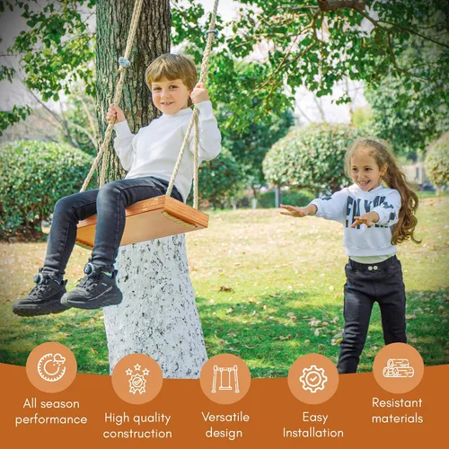 Miniatura 6 de Asiento colgante de madera para exteriores, columpio de madera de cedro de 22 x 8 x 2 pulgadas para adultos y niños, capacidad de 440 libras, cuerda