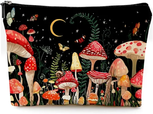 Miniatura 7 de Pequeña bolsa de maquillaje para monedero, bonita lona impermeable, bolsas de cosméticos para mujeres, con cremallera, bolsa de aseo de viaje