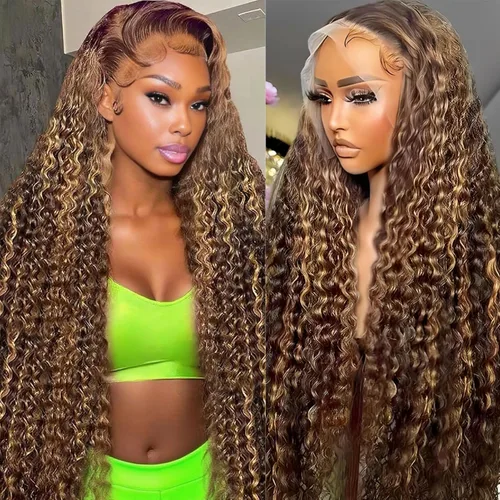 Miniatura 42 de CHEETAHBEAUTY Pelucas de cabello humano brasileño ondulado profundo #4 marrón chocolate 13X6 HD de encaje frontal transparente grado 10A rizado
