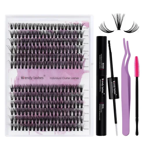 Miniatura 15 de Kit de racimos de pestañas para pestañas de bricolaje: 280 unidades, Wendy, para usar en casa, ultraligeras, naturales, esponjosas, delgadas