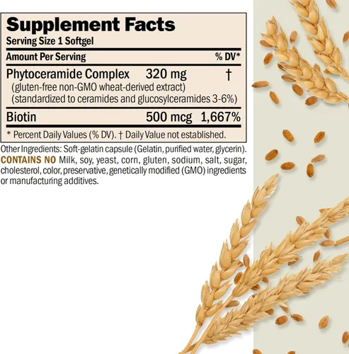 Miniatura 2 de ANDREW LESSMAN Phytoceramides with Biotin 60 Softgels - Crema hidratante interna natural vital de la piel. Mejora naturalmente la piel suave, tersa