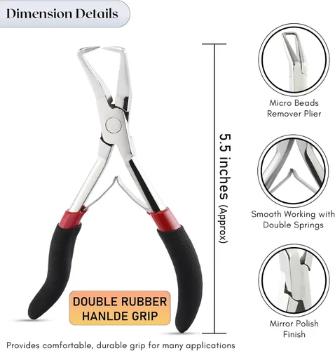 Miniatura 5 de Herramientas profesionales para extensiones de cabello, alicates para microenlaces y cuentas, removedor de microanillos, abridor de cuentas de 5.5