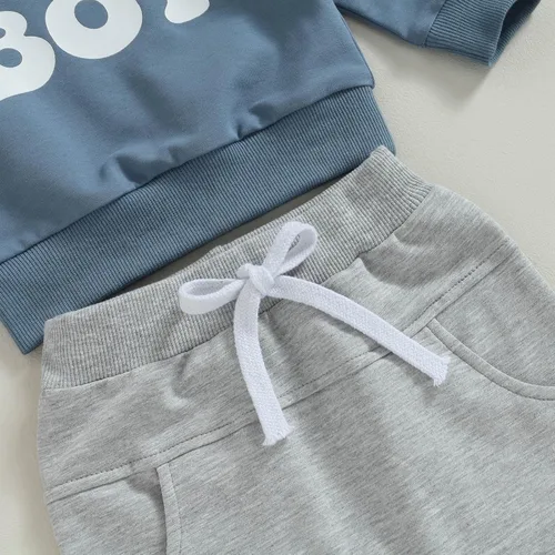 Miniatura 7 de Conjunto de sudadera con letras y pantalones deportivos para bebé recién nacido, para otoño e invierno