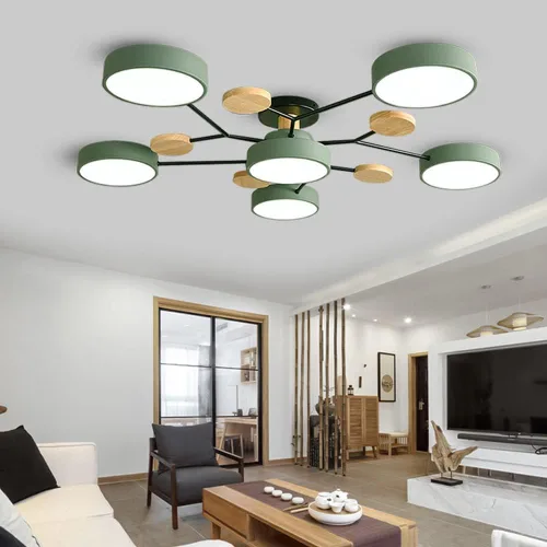 Miniatura 20 de Lámpara de techo LED regulable, lámpara de techo moderna de 9 pulgadas, montaje empotrado, de madera, de 12 W, lámpara blanca para sala de estar