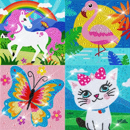 Labeol Kits de arte de diamantes para niños, manualidades para niñas de 6 a 8 a 10 a 12 años, fáciles de hacer tú mismo, creativas calcomanías de