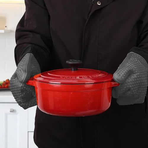 Miniatura 8 de UNCO - Guantes de silicona resistentes al calor, grises, guantes de horno de silicona
