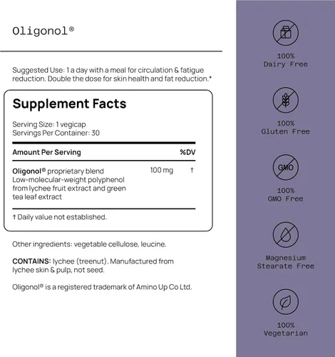 Miniatura 3 de Quality of Life - Suplemento antienvejecimiento de primera calidad - Promueve la salud cardiovascular, la circulación y la juventud - Oligonol