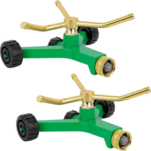 Miniatura 8 de RESTMO Aspersor de Metal de 3 Brazos con Base con Rueda, Sistema de Aspersor Rotatorio Automático de 360 Grados para Césped, Planta de Jardín