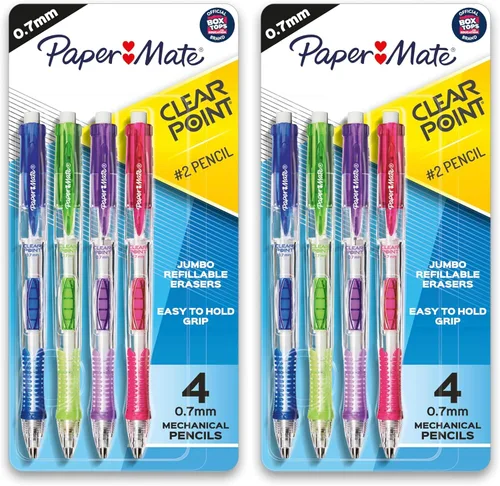 Paper Mate Clearpoint - Lápices mecánicos, plomo HB #2 de 0.028 in, varios colores de barril de moda, suministros para profesores, universidad, toma
