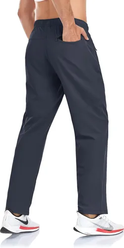 Miniatura 29 de Rapoo Pantalones ligeros para hombre con bolsillos con cremallera, secado rápido, pantalones deportivos de viaje para entrenamiento