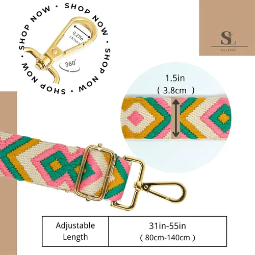 Miniatura 215 de S&loyoe Correas de repuesto para bolso, correa ajustable para bolsa cruzada, correas de guitarra anchas para bolsos de 1.5 pulgadas