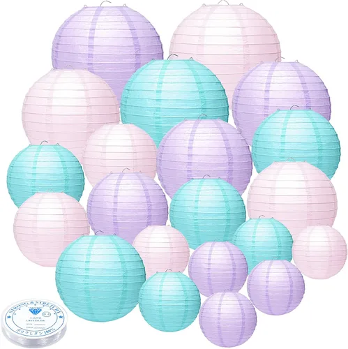 Miniatura 19 de 21 linternas de papel decorativas para fiestas, 4/6/8/10 pulgadas, linternas de papel colgantes chinas redondas para bodas, cumpleaños, baby shower