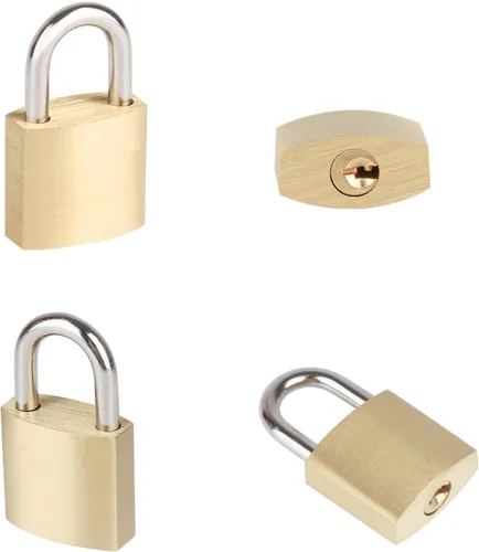 Miniatura 5 de Paquete de 10 cerraduras pequeñas con las mismas llaves, 3/4 pulgadas de ancho con cuerpo de bloqueo de latón macizo con la misma llave, mini