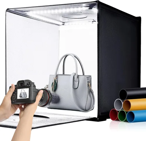 Miniatura 8 de Caja de luz portátil y caja suave, tienda de campaña profesional de 16 x 16 pulgadas con 120 luces LED para estudio fotográfico, caja de luz