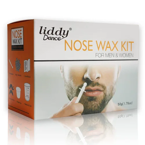 Depilación de nariz - Kit de cera para hombres y mujeres con 1.76 oz, 20 aplicadores, 10 cápsulas, 1 taza medidora, 8 plantillas de bigote