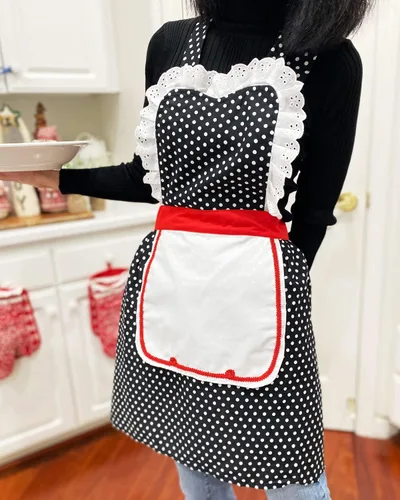 Miniatura 5 de Delantales de uniforme de cocina para mujer, negro, talla única de EE. UU