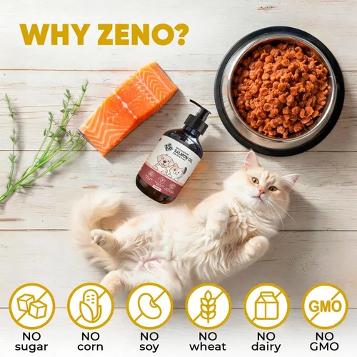 Miniatura 6 de ZENO Aceite de salmón salvaje de Alaska para perros y gatos, aceite de pescado puro para perros con Omega 3, suplementos de EPA y DHA para piel