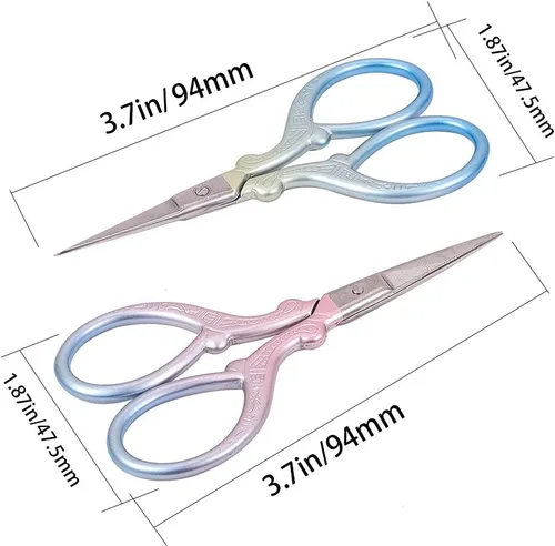 Miniatura 2 de SUNNYCLUE 2 tijeras de coser de 3.7 pulgadas, pequeñas de acero inoxidable, punta afilada, para dar forma a las cejas, tijeras clásicas para Tijeras