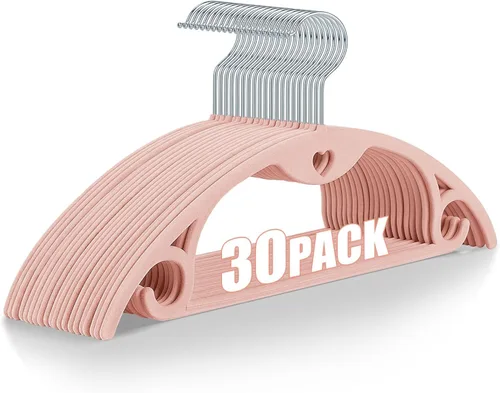 Miniatura 16 de Paquete de 50 perchas de terciopelo: perchas de fieltro resistentes para camisas, suéteres, sin protuberancias de hombro, antideslizantes, delgadas