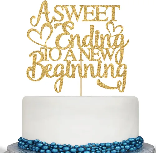 Un dulce final para un nuevo comienzo para tartas, comienza la aventura, decoración de boda, jubilación, graduación, despedida de soltera, purpurina