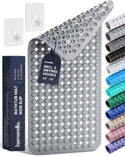 Miniatura 21 de Homerella® Alfombrilla de Bañera Antideslizante 35x16, Incl. Ganchos para Secar, Extra Larga, 100% Libre de BPA, Alfombrilla de Ducha Antideslizante