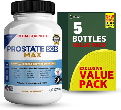 Miniatura 8 de Suplemento SOS Max para próstata, 60 cápsulas, complejo herbario natural con palma enana, vitamina E, B6, suministro para 30 días
