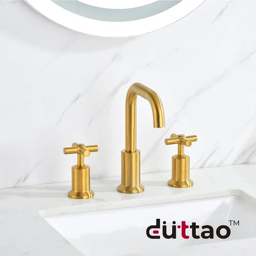 Miniatura 2 de Grifo de baño generalizado de dos manijas, grifos de baño para fregadero de 3 agujeros con drenaje emergente push up, 2 manijas, grifo de fregadero