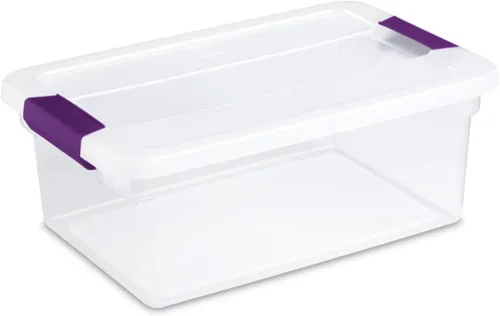 Sterilite - Paquete de 48 unidades de contenedores organizadores apilables con tapa y pestillo ClearView de 15 cuartos de galón transparentes,