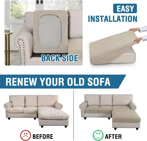 Miniatura 5 de H.VERSAILTEX Fundas para Sofá Seccional de 3 Piezas, Fundas de Cojines de Asiento para Sofá en Forma de L, Fundas de Cojín Separadas para Sofá Isla