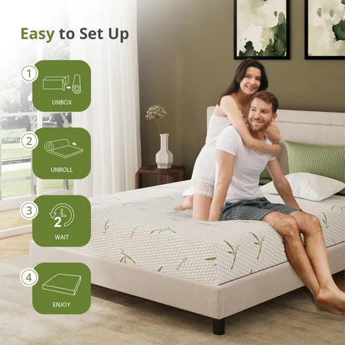 Miniatura 8 de EGOHOME Colchón de tamaño individual de 8 pulgadas, espuma viscoelástica de gel de té verde refrescante para aliviar la presión, soporte firme