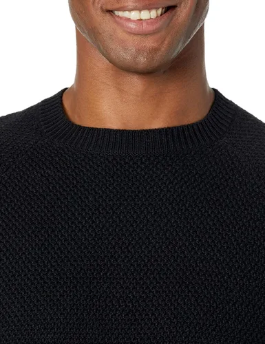 Miniatura 3 de Tienda Essentials Suéter de cuello redondo de gran tamaño para hombre, texturizado, algodón