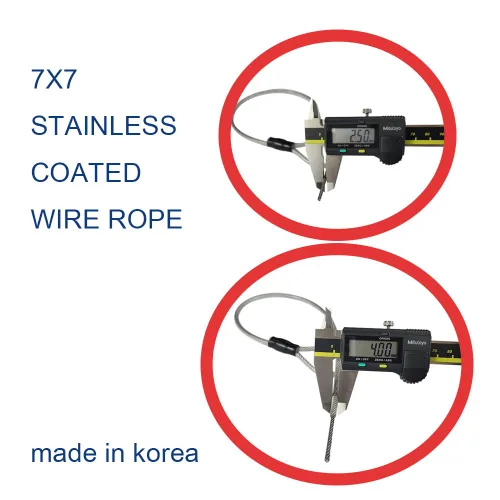 Miniatura 3 de Cable de seguridad trenzado de acero inoxidable trenzado de 0.157 in, 3.3 pies, 5 pies, 6.6 pies, 9.9 pies, bloqueo de equipaje, cable de seguridad