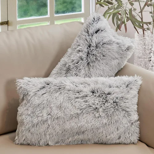 Miniatura 8 de Cheer Collection Almohadas Decorativas para Sofá y Cama, Almohadas Decorativas Suaves de Pelo Largo con Rellenos Incluidos, Acogedoras Almohadas