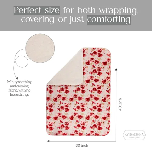 Miniatura 4 de Baby Gear Manta suave de bebé para niña, manta de felpa recién nacida para bebé 30x40 con estampado de flores