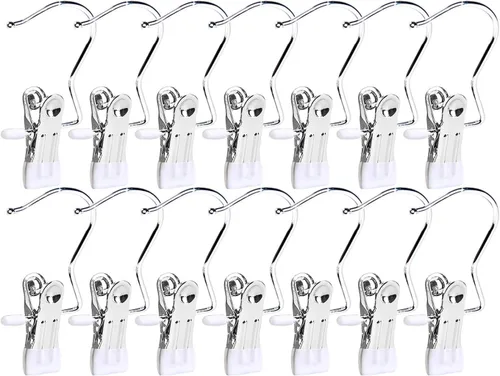 Miniatura 13 de Paquete de 30 ganchos para botas para armario, ganchos de lavandería con clips, soporte para botas, clips para colgar, perchas multifuncionales