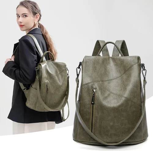 Miniatura 4 de Mochila para mujer, bolso de viaje de piel sintética suave, bolso de mano grande y bolso de hombro, mochila informal para universidad antirrobo