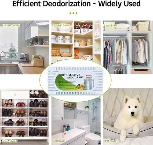 Miniatura 6 de Desodorizador para refrigerador (paquete de 6) - Eliminador de olores para refrigerador y congelador, carbón activado natural, combate los olores