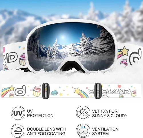 Miniatura 7 de Odoland Casco de esquí para niños, casco de nieve con gafas de esquí para niños y niñas, a prueba de golpes, resistente al viento, cascos deportivos