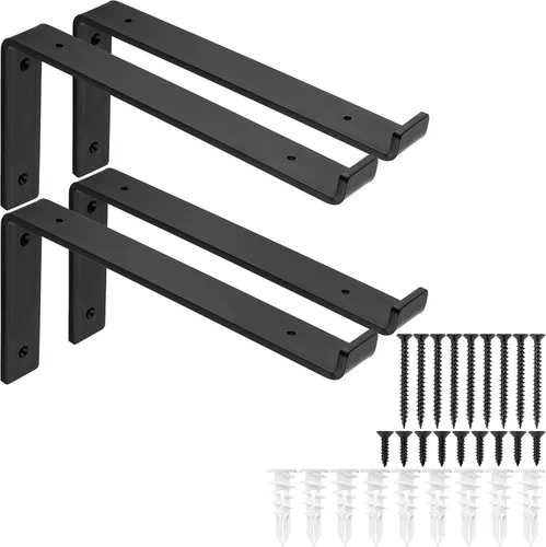 Miniatura 6 de Soportes de estante, resistentes, rústicos, de hierro, para estantería flotante, 4 unidades, incluye herramienta
