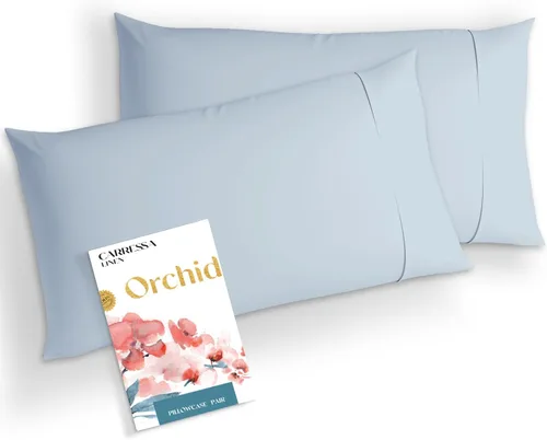 Miniatura 13 de Carressa Linen Juego de 2 fundas de almohada estándar 100% algodón egipcio, de la serie 1000, fundas de almohada de lujo de la colección Orquídeas