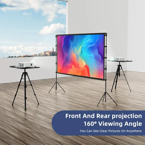Miniatura 4 de Pantalla de proyector para exteriores, pantalla de proyector Vamvo con soporte, pantalla de proyector plegable portátil de 80 pulgadas, pantalla