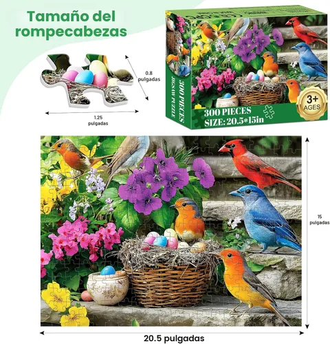 Miniatura 2 de Rompecabezas de 300 piezas para adultos, rompecabezas de pájaros coloridos, rompecabezas coloridos de colibrí, rompecabezas desafiantes para amantes