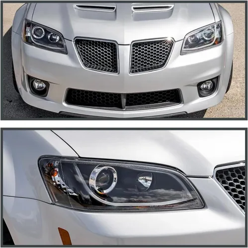 Miniatura 2 de SPEC-D TUNING Barra de luz LED negra para proyector compatible con Pontiac G8 2008-2009, conjunto de faros delanteros izquierdo + derecho