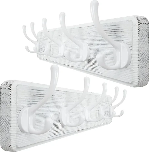 Miniatura 23 de WEBI Perchero de Abrigo Montado en Pared, Ganchos de Abrigo Montados en Pared, 16" de Agujero a Agujero, Colgador de Abrigo de Pared, Riel de Madera