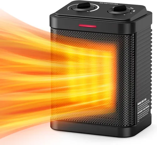 Calentador de espacio pequeño de 1500 W para uso en interiores, calentador de espacio de cerámica PTC con termostato, 3 modos, calefacción segura y