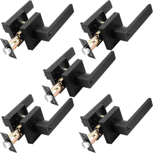 Miniatura 22 de Probrico Paquete de 4 manijas de puerta simuladas en negro mate, manijas interiores que no giran, manijas reversibles resistentes para interiores