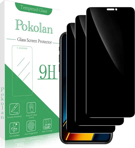Miniatura 13 de Pokolan [Paquete de 3] Protector de pantalla de privacidad para iPhone 11/iPhone XR Película de vidrio templado antiespía, cobertura completa, sin